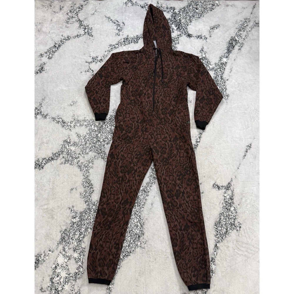 Savage X Fenty Leopard Print Hooded Jumpsuit Womens Size 2 Lounge
